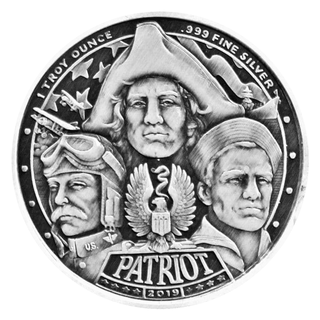 2019 Patriot World War II 1 oz Silver Round - Antique Finish