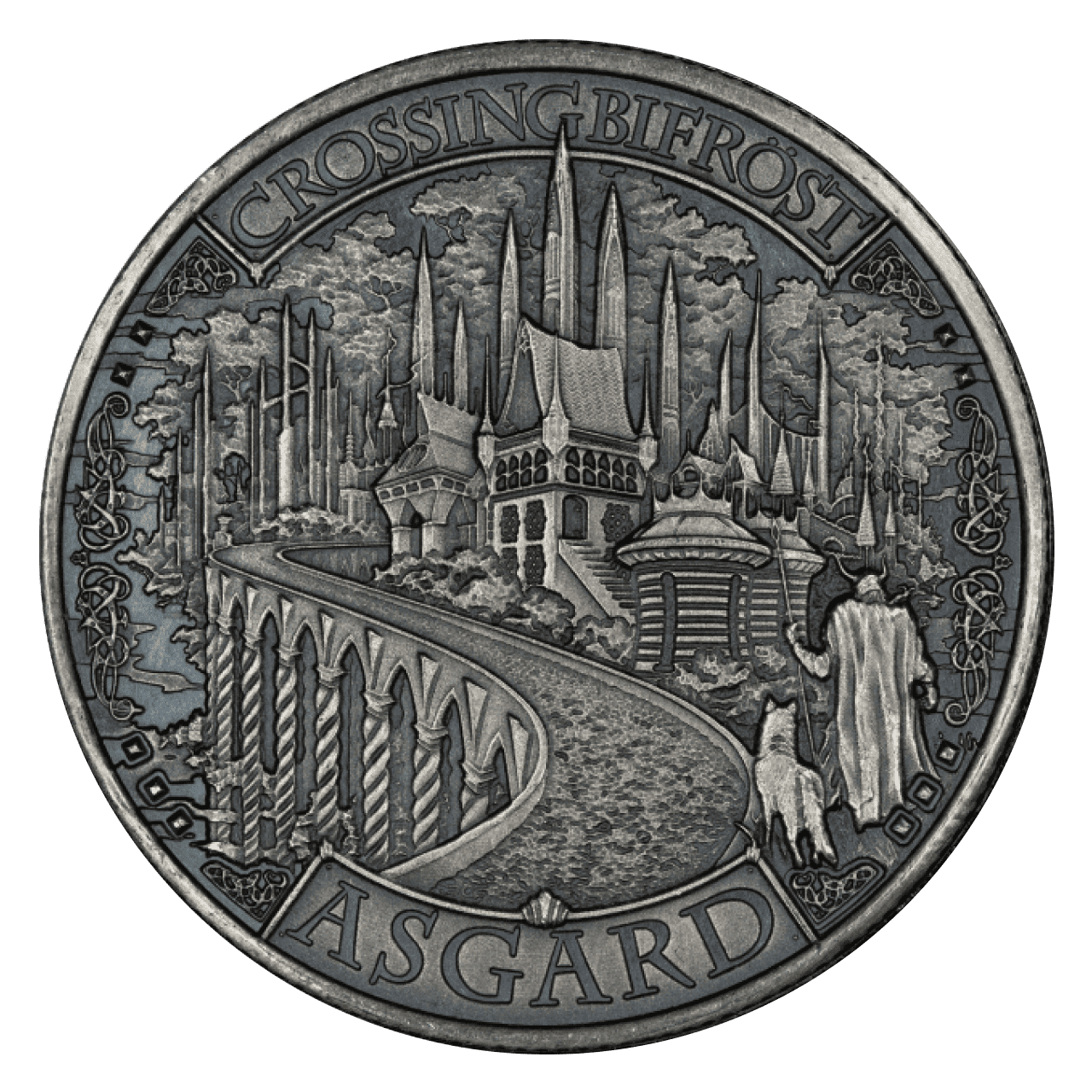 Asgard 1 oz Silver Round - Antique Finish Mythical Cities Series