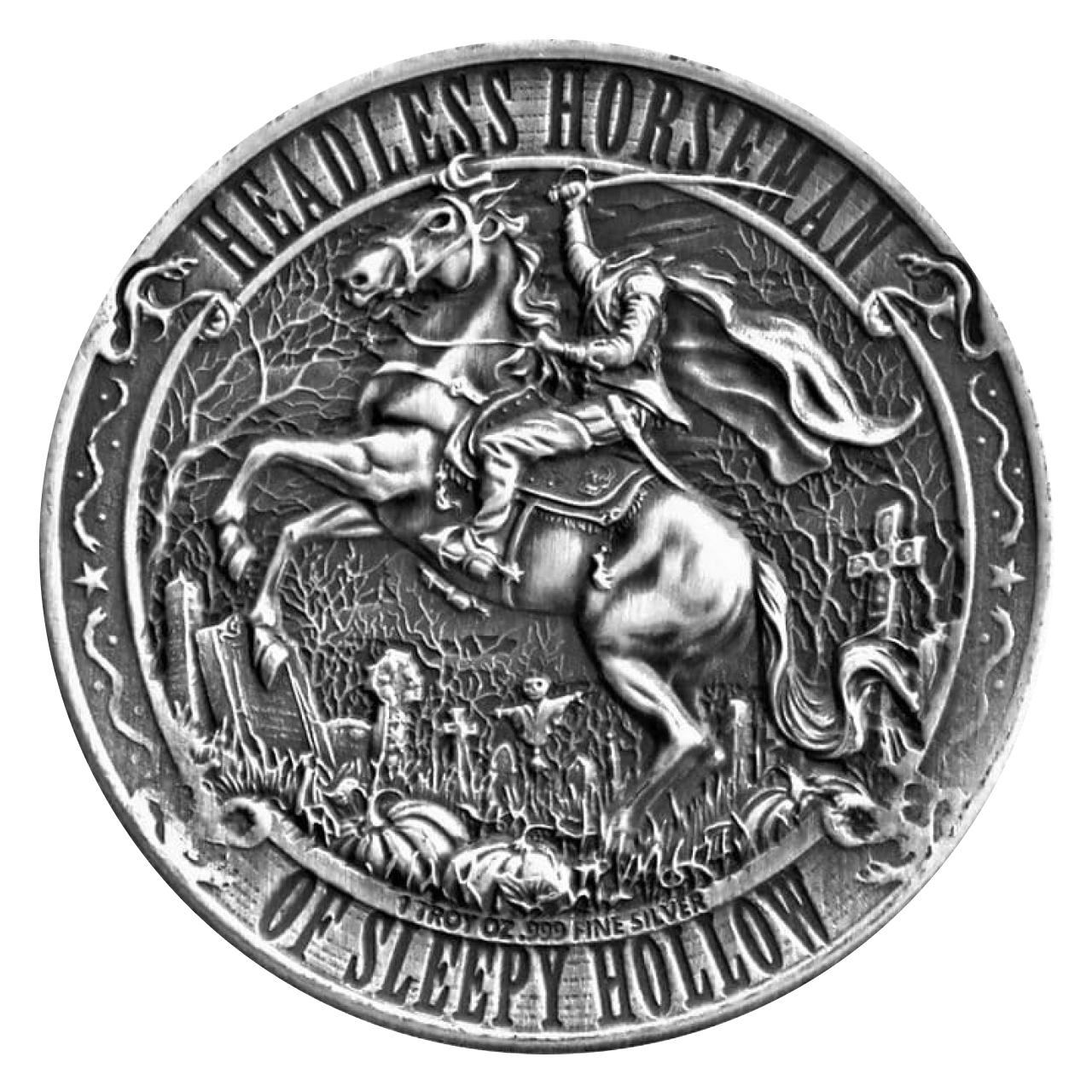 Headless Horseman 1 oz Silver Round (Antique Finish)