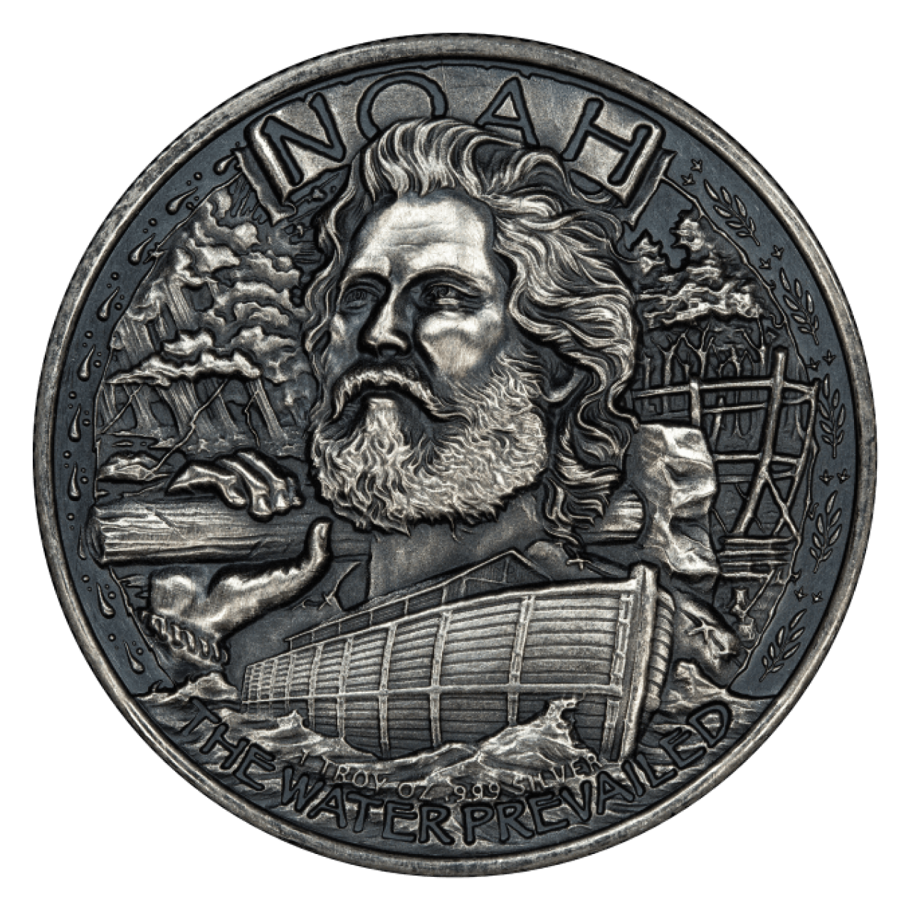 Noah's Ark 1 oz Silver Round - Antique Finish (.999 Pure)