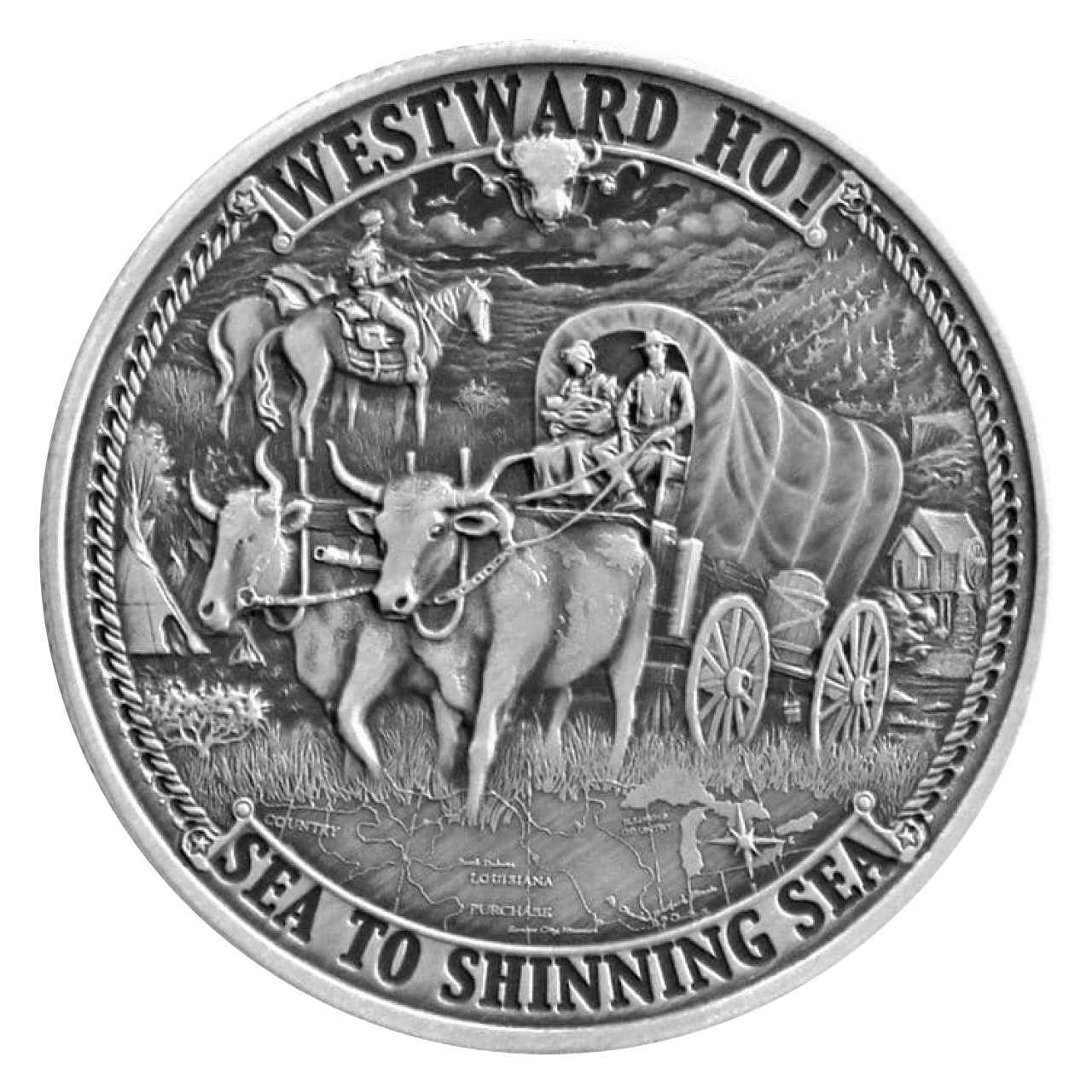 Westward Ho - 2020 Frontiers 1 oz Silver Round (Antique Finish)